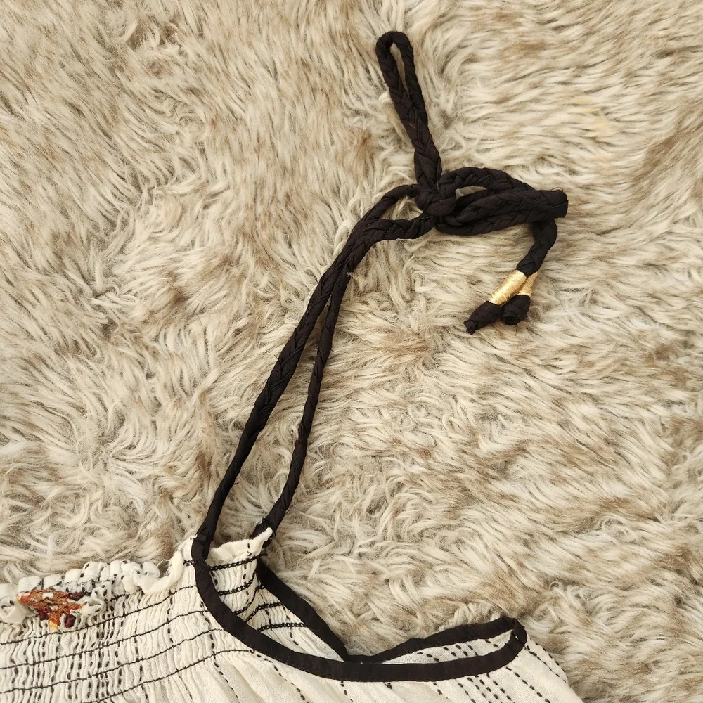 Free People Grasslands Embroidered Harem Pant Set Ivory Women's Size‎ Large